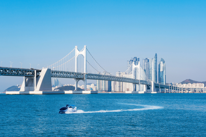 Gwangan bridge and Haeundae in Busan,Korea